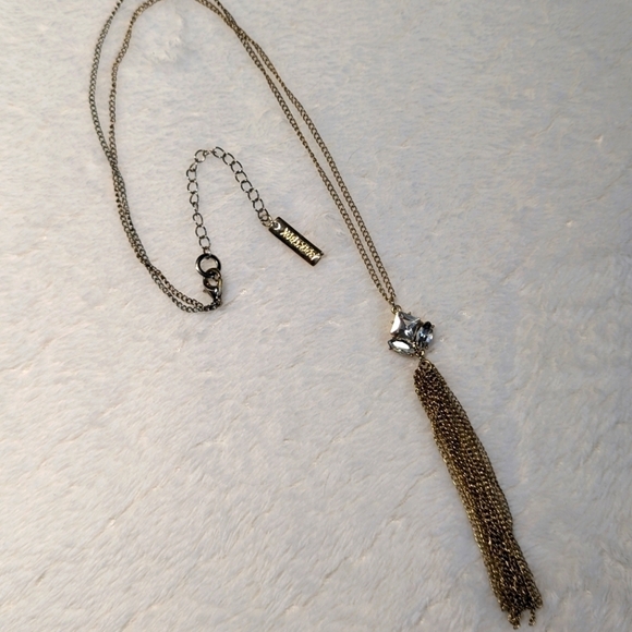 Vintage Rock Box Goldtone Rhinestone/Tassel Pendant Necklace - Picture 10 of 10